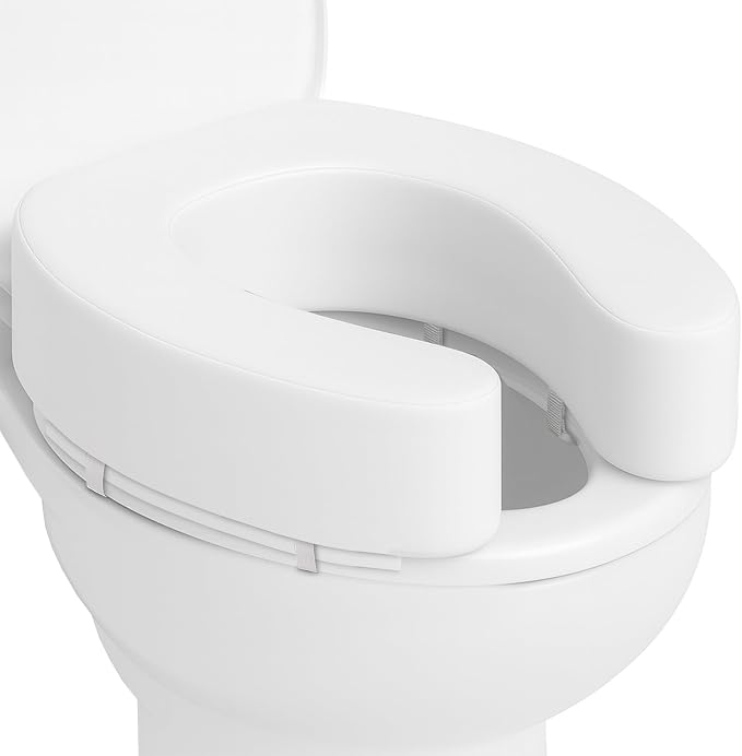 Vive Toilet Seat Cushion - Padded Soft Cushioned Foam - Fits All Toilets | Easy Clean Bathroom Attachment - Elongated, Standard Seats - Comfort & Support Donut for Handicap Adults