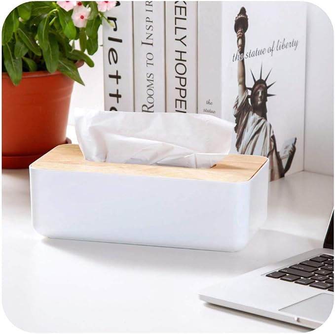 Wood Tissue Box Cover Gloves Box Holder Wooden Rectangular Tissue Box Holder for Storage on Bathroom Vanity, Countertop, Bedroom Dresser (Large(10.2 x 5.1 x 4.5))