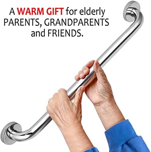2 Pack 24 Inch Shower Grab Bar, iMomwee Chrome Stainless Steel Bathroom Grab Bar Handle, Bathroom Shower Balance Bar,Safety Hand Rail Support,Handicap Elderly Senior Assist Bath Handle(1.25" Diameter)