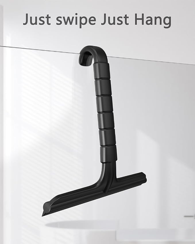 Shower Squeegee for Glass Doors, 8 Inch Bathroom Squeegee for Shower Glass | Silicone Rust-Proof, Streak-Free No Squeak, Shower Door Squeegee with Hook for Shower Glass, Tile Walls, Mirror, Windows, Car