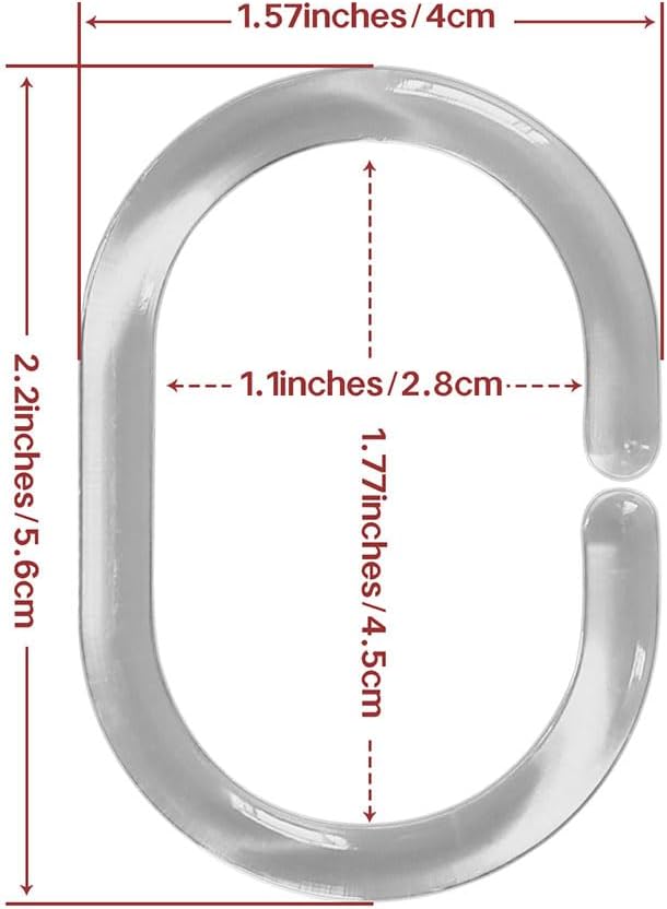 24 Pcs Clear Plastic Shower Curtain Hooks for Bathroom C Shape Shower Rings for Rod Rust Proof Curtain Rings