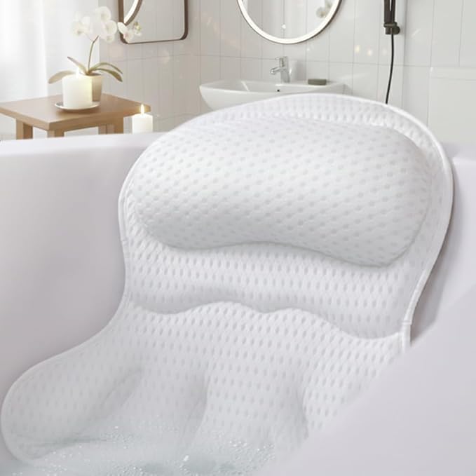 Bath Pillows for Tub, Bath Pillow Luxury Bathtub Pillows for Head and Neck Support - With 4D Air Mesh Fabric & Strong 6 Suction Cups, Tub Pillow For Bathtub, Bath Accessories & Spa Gifts For Women Men