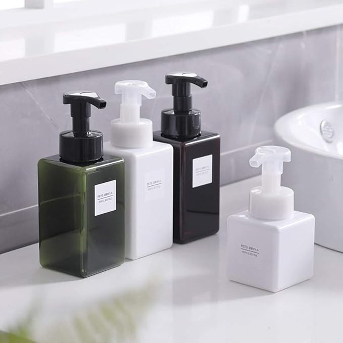 Foaming Soap Dispenser, 15oz Plastic Refillable Pump Bottle, 2 Pack, Green | Hand Dispenser for Liquid Soap, Shampoo & Body Wash – Saves Soap with Rich Foam, Reusable, Easy to Refill, BPA-Free