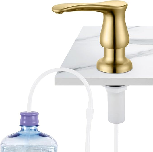 Kitchen Sink Soap Dispenser Brushed Gold, G086BG-G | Gold Under Sink Soap Dispenser with 40" Silicone Extension Tube, Say Goodbye to Frequent Refills
