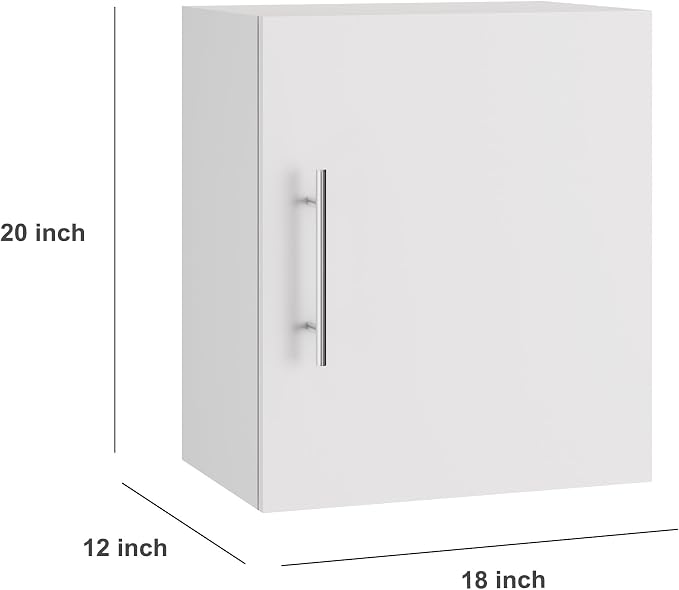 Small Wall Cabinet set of 3, 18" W x 12" D x 20" H Wooden Wall Mounted Storage Cabinet, 1 Door Cabinet with Soft Close, Metal Handle, Adjustable Shelf for Kitchen, Garage, Laundry, Bathroom,White