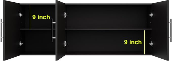 Laundry Wall Cabinet set of 2, 54"W x 12"D x 20"H Wooden Wall Mounted Storage Cabinet, 3 Door Cabinet with Soft Close, Metal Handle, Adjustable Shelf,for Kitchen, Garage, Laundry, Bathroom, Black