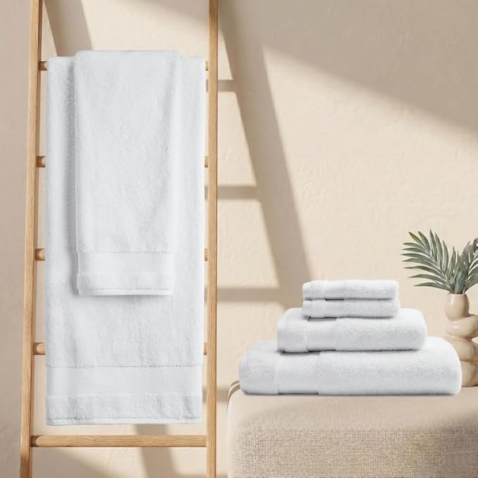100% Organic Cotton Bath Sheet Set of 2 | Soft Oversized Bath Towels | 700 GSM Premium Bath Towel Sheet Set GOTS Certified - White