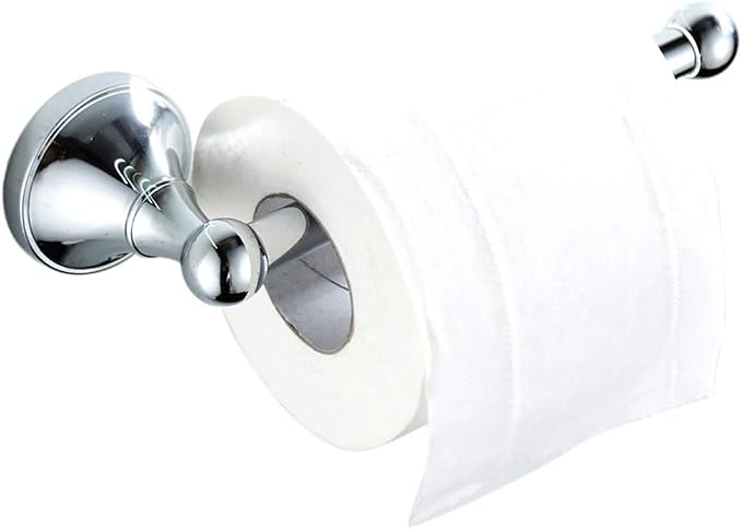 Flybath Toilet Paper Holder Brass Polished Chrome Wall Mount for Bathroom | Rust-proof, Heavy Duty, Sturdy, Easy to Fit, Stylish Silver Loo Roll Holder, Paper Tissue Storage, Bath Accessories 5.7Inch