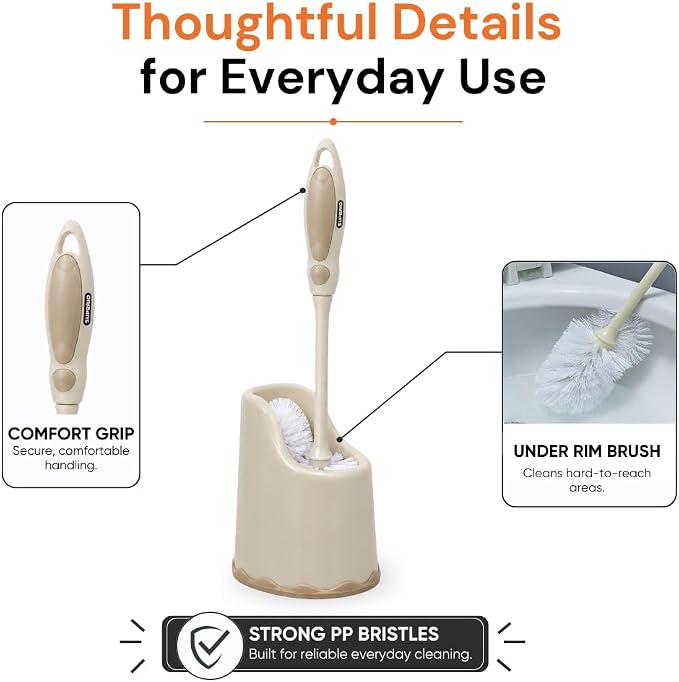 Superio Toilet Brush and Holder Toilet Scrubber Bowl Cleaner Brushes Wand, Toilets Brush with Holder Caddy, Bathroom Cleaning Brush, Bowl Brush Set