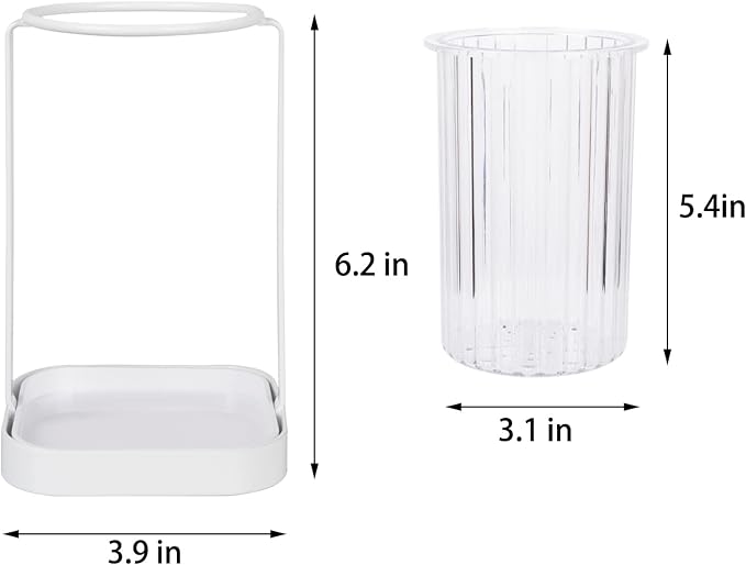 Toothbrush Holders with Drain Tray, Hanging Toothbrush and Toothpaste Holder Organizer Bathroom Caddy Countertop for Toothpaste, Razors, Electric Toothbrush - Clear | Detachable, Easy to Clean, Bathroom Organizer for Electric Toothbrush, Razors