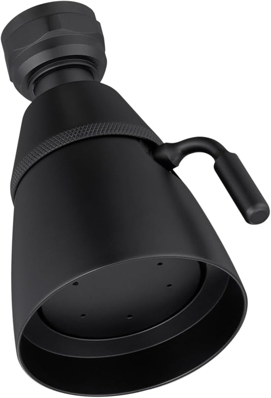 Angle Simple High Flow Shower Spray Head Adjustable, G 1/2, Matte Black | Brass, Swivel High Pressure Shower Head, Adjustable Angle and Water Flow, No Flow Restrictor, Easy to Wash Clean