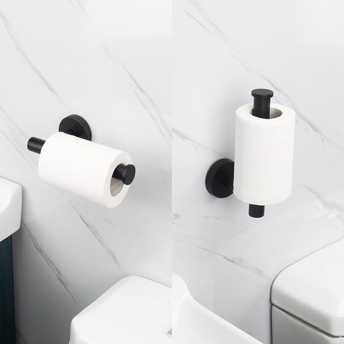 NearMoon Bathroom Toilet Paper Holder, Premium SUS304 Stainless Steel Rustproof Wall Mounted Toilet Roll Holder for Bathroom, Kitchen (2 Pack, Matte Black)