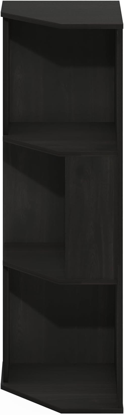 Furinno ECON Corner Shelf, 3-Tier Corner Book Shelf, Standing Storage Shelves, Cube Display Rack, Bookshelf, for Organization and Storage, Living Room, Home Office, Espresso
