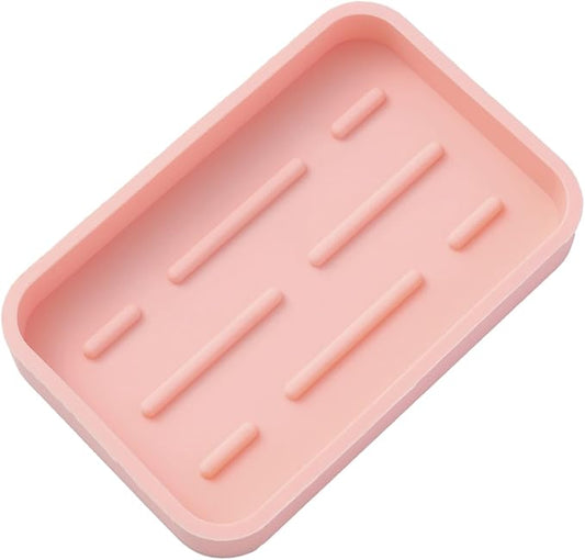 MicoYang Silicone Kitchen Sink Organizer Tray for Multiple Usage,Easy Clean Sponges Holder for Kitchen Bathroom Counter or Sink,Dish Soap Dispenser,Scrubber,Bottle,Cup Pink 4.9”x 3.2”