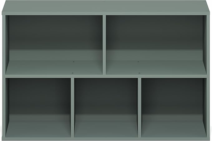 Furinno LUDER Book Shelf, 5-Cube Bookshelf, Reversible Bookcase, 9.4 x 19.5 x 31.5, Easy Assembly, for Living Room, Bedroom, Home Office, Sage Green