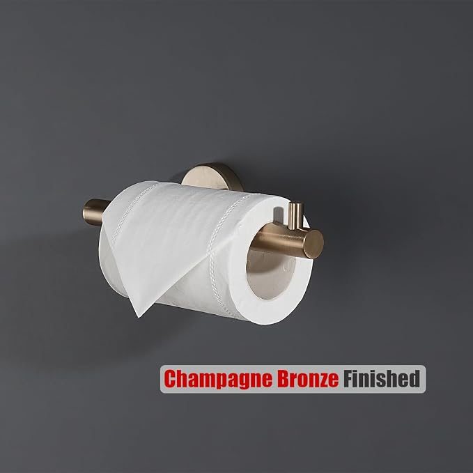 JQK Champagne Bronze Toilet Paper Holder, 5 Inch Tissue Paper Dispenser for Bathroom, 304 Stainless Steel Thick 0.8mm Wall Mount 2 Pack, TPH100-CB-P2