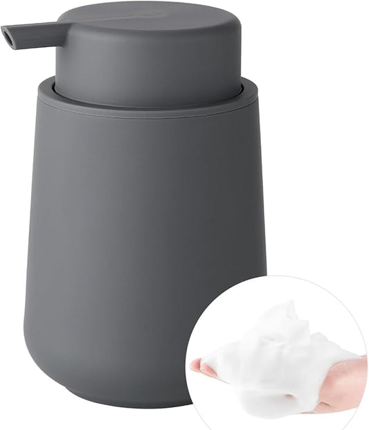 YAUKPH Matte Gray Foaming Hand Soap Dispenser Plastic | 11 oz - Modern Minimalist Style for Bathroom & Kitchen Countertop Refillable