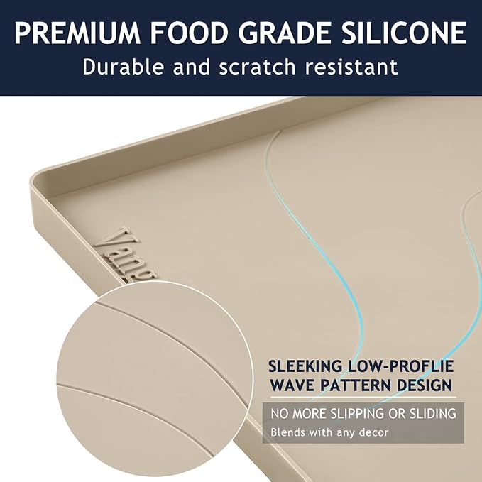 Heavy Duty Silicone Under Sink Mat for Kitchen&Bathroom 22" x 19",Waterproof Under Sink Rubber Mat Drip Tray, Raised Edge Under Sink Liner,Prevent Drips, Leaks, Spills,Beige