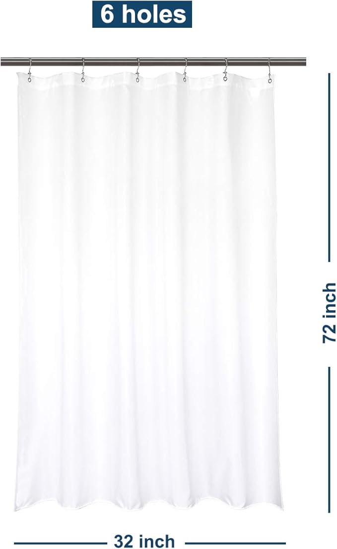 Barossa Design 32x72 Fabric Stall Shower Curtain Liner White | Soft Microfiber Cloth, Waterproof, Hotel Quality, Machine Washable, 32W x 72H for Narrow Bathroom Stall