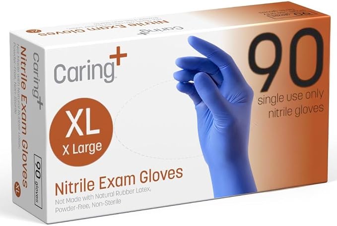 Nitrile Exam Gloves, Blue, Powder-Free, Disposable Gloves for Medical Care, First Aid, Cleaning, Food Prep