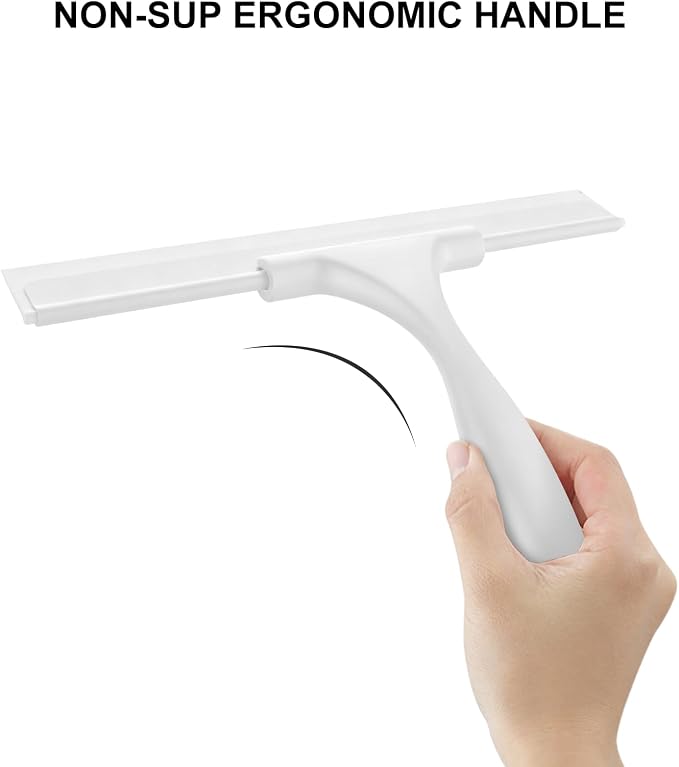 SetSail Squeegee for Shower Glass Door, 10 Inches, White | Stainless Steel Squeegee for Shower Glass Door, All-Purpose Window Squeegee for Shower Mirror Bathroom Car Window Cleaning