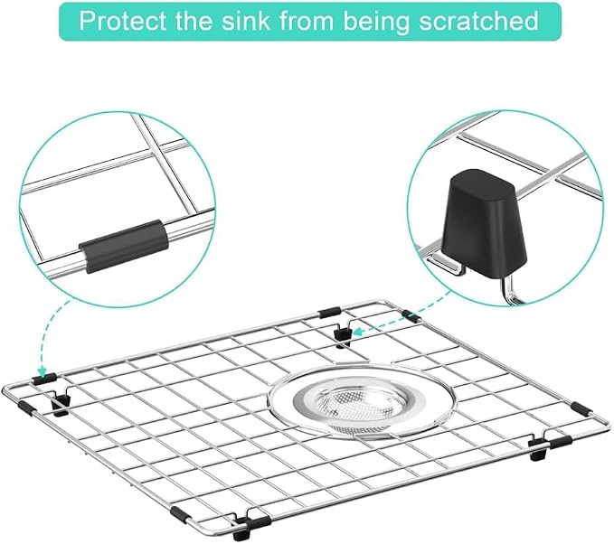 2Pack Sink Protector Grid 13" x 15", Stainless Steel Sink Protectors for Kitchen Sink, Rust Resistant Sink Grate for Bottom of Kitchen Sink with Sink Strainers