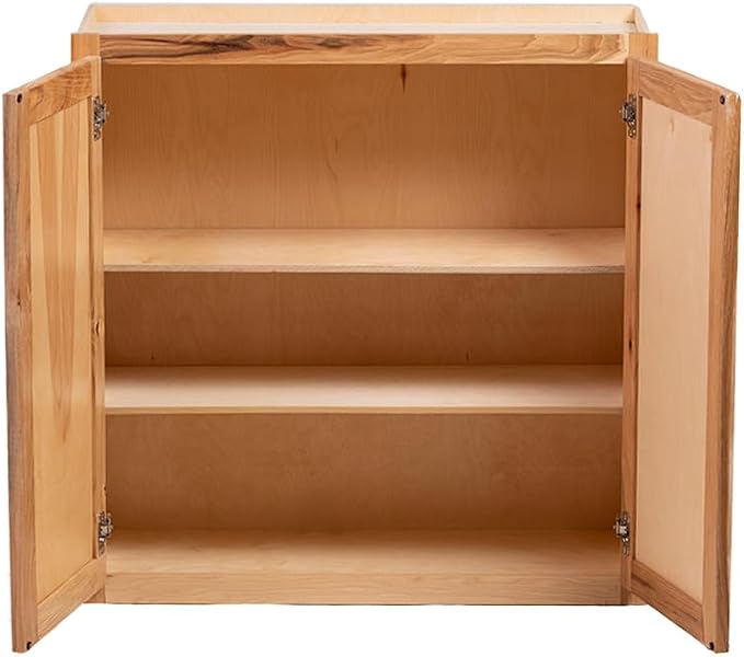 Quicklock RTA (Ready-to-Assemble) 42" Tall Wall Kitchen Cabinets - Shaker Style | 100% Hardwood | Made in America | Soft Close Hardware (12" D x 27" W x 42" H, Rustic Hickory)