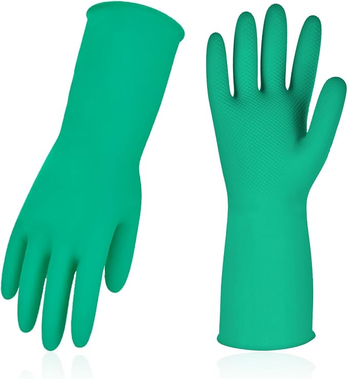 Vgo... 1-Pair Reusable Household Gloves, Rubber Dishwashing gloves, Extra Thickness, Long Sleeves, Kitchen Cleaning, Working, Painting, Gardening, Pet Care (Size S, Green, HH4601) | green,extra Thickness,kitchen,dishwashing,household,painting,gardening...