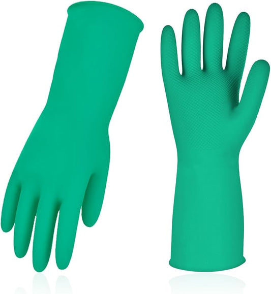 Vgo... 1-Pair Reusable Household Gloves, Rubber Dishwashing gloves, Extra Thickness, Long Sleeves, Kitchen Cleaning, Working, Painting, Gardening, Pet Care (Size S, Green, HH4601) | green,extra Thickness,kitchen,dishwashing,household,painting,gardening...