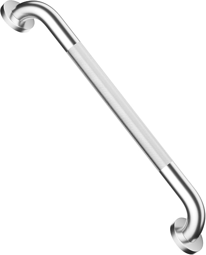 20 Inch Anti Slip Shower Grab Bar, Munzong Satin Brushed Nickel Hand Rail | Stainless Steel Knurled Bathroom Balance Bar Safety Bathroom Support Handicap Elderly Senior Assist Bath Handle