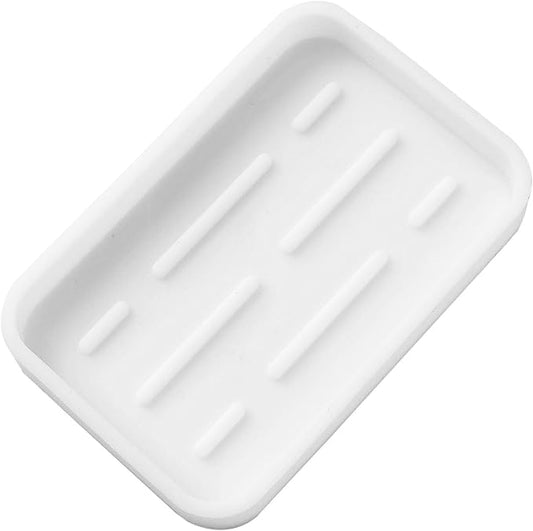 MicoYang Silicone Kitchen Sink Organizer Tray for Multiple Usage,Easy Clean Sponges Holder for Kitchen Bathroom Counter or Sink,Dish Soap Dispenser,Scrubber,Bottle,Cup White 4.9”x 3.2”