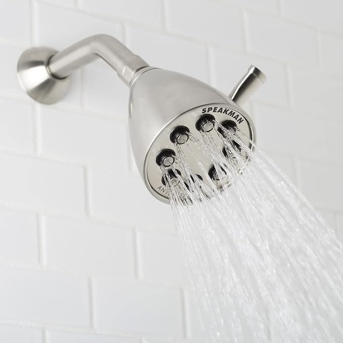 Speakman S-2251-MB Signature Icon Anystream High Pressure Adjustable Solid Brass Shower Head, 2.5 GPM, Matte Black