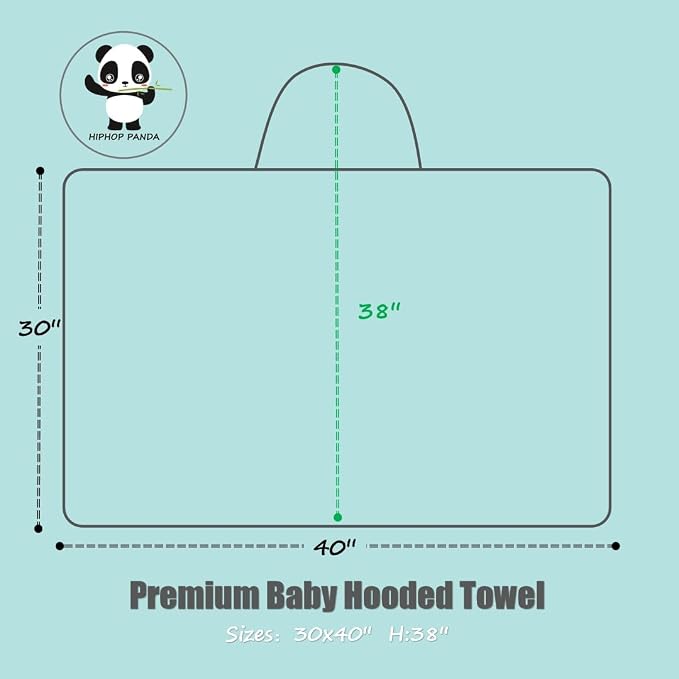 HIPHOP PANDA Ultra Soft Hooded Baby Towel - 2-Layer Thick 500GSM Absorbent | Rayon Made from Bamboo, Hooded Bath Towel for Newborn, Infant, Toddler, Baby Registry - Grey Elephant, 30x40 In