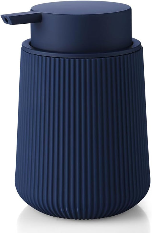 YAUKPH Striped Liquid Hand Soap Dispenser Navy Blue | with Leak-Proof Pump for Bathroom and Kitchen Countertop 11oz