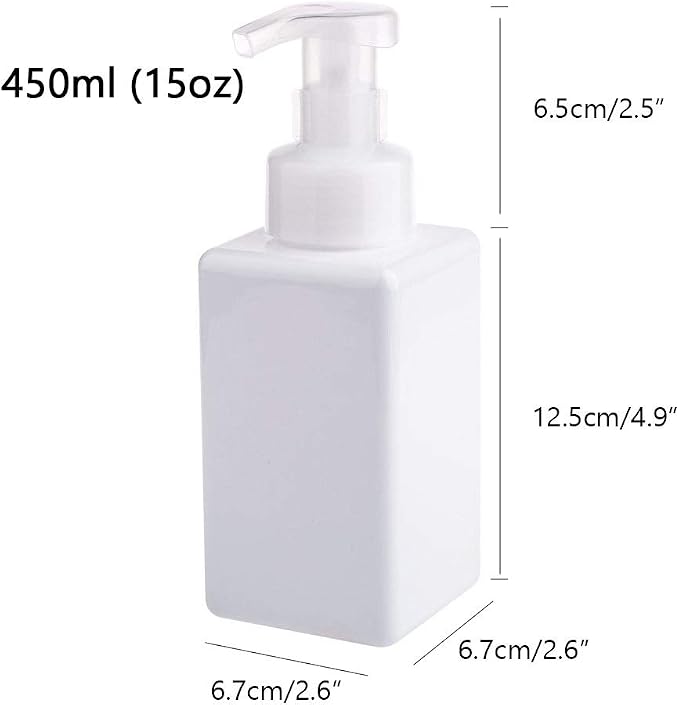 Foaming Soap Dispenser, 22oz Plastic Refillable Pump Bottle, 2 Pack, White | Hand Dispenser for Liquid Soap, Shampoo & Body Wash – Saves Soap with Rich Foam, Reusable, Easy to Refill, BPA-Free