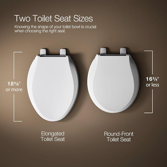 KOHLER K-4775-0 Brevia Round Toilet Seat with Quick-Release Hinges And Quick-Attach Hardware For Easy Clean, White (Pack of 2)