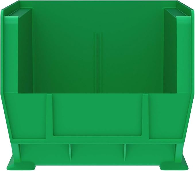 Akro-Mils 30240 AkroBins Plastic Storage Bins, 15"x8"x7", Green, 12-Pack | Space-Saving Stackable Bins for Garage, Pantry, Craft Organization