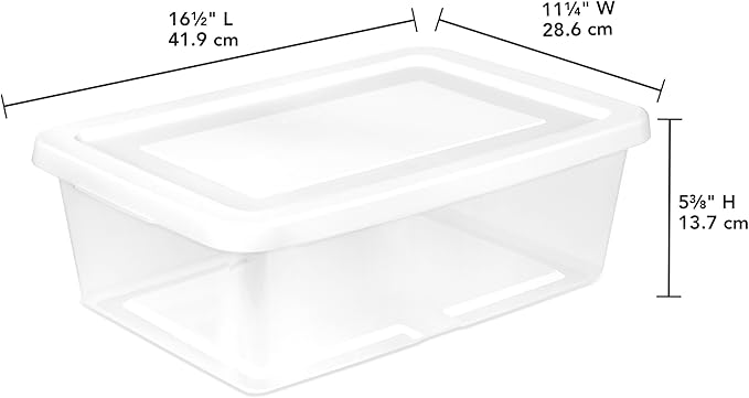 Sterilite Storage Box Stackable Tote, White, 12 Quart, 24 Pack | Clear Plastic Container with Secure Snapping Lids for Home and Office Organization