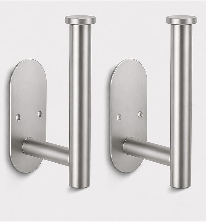 2Pcs Toilet Paper Holder Wall Mount for Bathroom, Heavy-Duty Screw-in Rv Toilet Roll Holder, SUS304 Rustproof Stainless Steel Rust Proof, Suitable for Kitchen Washroom Morden Brushed Nickel Silver