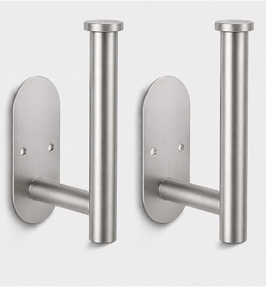 2Pcs Toilet Paper Holder Wall Mount for Bathroom, Heavy-Duty Screw-in Rv Toilet Roll Holder, SUS304 Rustproof Stainless Steel Rust Proof, Suitable for Kitchen Washroom Morden Brushed Nickel Silver