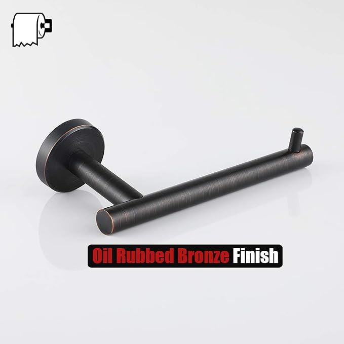 JQK Toilet Paper Holder Oil Rubbed Bronze, 5 Inch 304 Stainless Steel Thick 0.8mm Tissue Paper Dispenser for Bathroom, Hold Mega Rolls Wall Mount, TPH100-ORB
