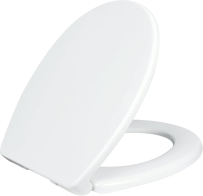LUXE TS1008R Slow Close Round Comfort Fit Toilet Seat, White | with Slow Close, Quick Release Hinges, and Non-Slip Bumpers