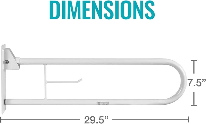 HealthSmart Fold Away Grab Bars for Bathroom, Shower Handle, Bathtub Accessories for Elderly, Toilet Safety Rail, Bath and Shower Grab Bars, Handicap Grab Bars, White