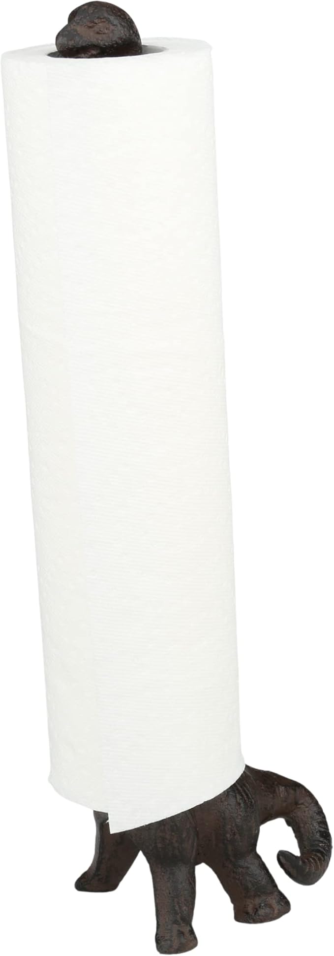 Rustic Paper Towel Holder, Metal Toilet or Kitchen Paper Holder for Floor or Countertop, Rustic Dino | 18.6 inch tall rustic bronsze cast iron hand towel holder for kitchen countertop or bathroom with weighted base, no assembly