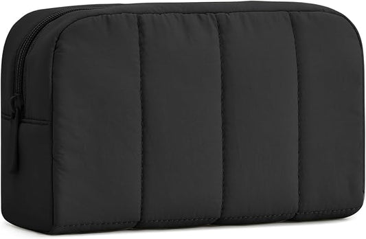 Makeup Bag Cosmetic Bag Travel Toiletry Bag for Women Puffy Padded Cosmetic Pouch Purse Wide-open Makeup Organizer Case Travel Essentials