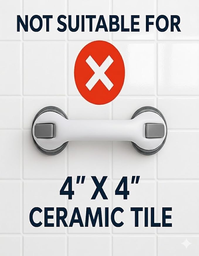 2 Pack Grab Bars for Bathtubs and Showers, Shower Handles for Elderly Seniors bar Safety 500 lbs Walls Handicap Heavy Duty Holder Hooks to Lift Large Tile Glass Suction Cups Tool