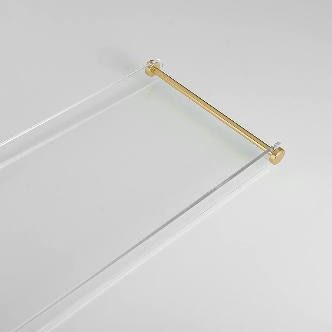 Clear Acrylic Bathtub Tray, Gold Rail Waterproof Tub Caddy Accessory | Sturdy Transparent Panel, Holds Reading Materials, Cell Phones and Wine Glasses, Ideal Spa Decor and Premium Gift for Women