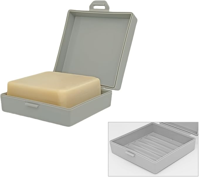 Square Soap Dishes Holder for Shower Travel Container with Lid Lightweight Waterproof Soapbox for Dr. Squatch Men's Bar for Traveling Toiletry Gym Bathroom (Gray)