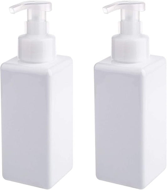 UUJOLY Foaming Soap Dispenser 650ml (22oz) Refillable Plastic Pump Bottle for Liquid Soap, Shampoo, Body Wash (2 Pcs) (White)