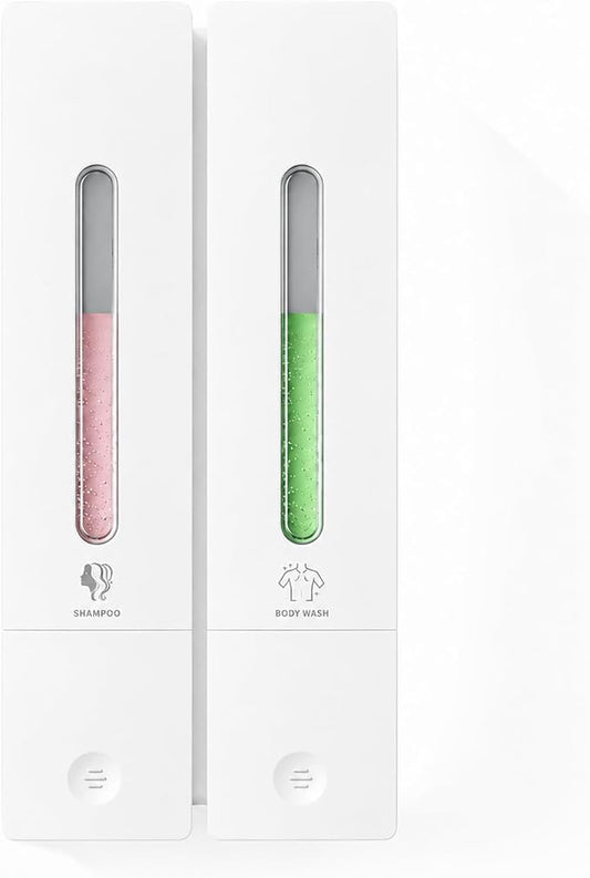 Shampoo and Conditioner Dispenser - Wall-Mounted 3-Chamber Shower Soap Dispenser, No-Drill, 1200ML Capacity, for Bathroom & Hotel